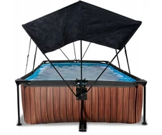 Karkasinis sodo baseinas 220x150x65 cm medžio imitacijos su Exit saulės uždangalu
