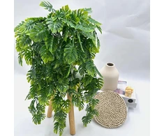 Karlor Monstera dirbtinis augalas pakabinimui, 2 vnt., 74 cm, dirbtinis augalas, pakabinami dirbtiniai augalai pakabinimui, Monstera, smulkūs lapai, pakabinami augalai vidaus, lauko dekoravimui