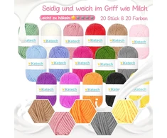 Katech nėrimo rinkinys pradedantiesiems, 20 vilnos nėrimui ir mezgimui, nėrimo vąšelių rinkinys 2.0-6.0 mm ergonomiškas nėrimo vąšelis, nėrimo vąšeliai nėriniams 0.6-1.9 mm, mezgimo rinkinys pradedantiesiems, nėrimo rinkinio krepšys