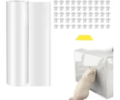 Katės sofos apsauga nuo įbrėžimų, 30 cm x 5 m, dvipusė pvc katės apsauga nuo įbrėžimų, sofos apsauga katei su 50 vinių, lipni plėvelė nuo įbrėžimų, pjaustoma, skirta stalo kampų ir sienų apsaugai