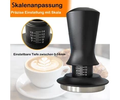 Kavos grūstuvas 53 mm, kavos presas, espresso grūstuvas su 13,6kg kontaktiniu slėgiu, skalės reguliavimas, 304 nerūdijančio plieno pagrindas, kavos štampas su plokščiu grūstuvo pagrindu, kavos grūstuvas, skersmuo 53 mm