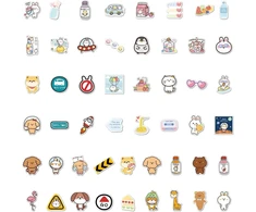 Kawaii gyvūnų lipdukai, mieli vandeniui atsparūs vinilo lipdukai nešiojamam kompiuteriui, vandens buteliui, riedlentei, automobiliui, motociklui, dviračiui, gitarai, ps4 bagažui, lagaminui, iškarpų albumui, telefono planšetei [50 vnt. pakuotė]