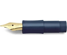 Kaweco Classic plunksnakalbio atsarginis plunksnos antgalis, platus B, nerūdijančio plieno auksinis plunksnos antgalis, plastikinė laikiklio dalis, tamsiai mėlyna