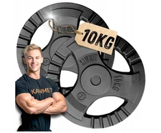Kawmet 2x10kg štangos diskai, 30,5mm, Tri-grip dizainas
