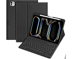 Kbcase klaviatūros dėklas, skirtas ipad pro 11 colių m4 2024, su vokiečių bluetooth klaviatūra su pieštuko laikikliu, skirtas ipad pro 11 colių m4 2024, qwertz išdėstymas, juodas