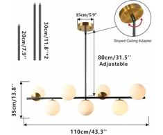 Kco Lighting modernus pakabinamas šviestuvas valgomojo stalui su 7 lemputėmis, matinis stiklas, auksinis sietynas, vidurio amžiaus pakabinamas šviestuvas virtuvės salei, restoranui, valgomajam, barui