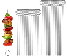 Kebabų iešmai nerūdijančio plieno 40 vnt. metaliniai iešmai mėsai, vištienai, krevetėms, vaisiams, daržovėms (20 cm + 25 cm)