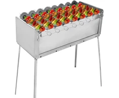 Kebabų iešmai nerūdijančio plieno 40 vnt. metaliniai iešmai mėsai, vištienai, krevetėms, vaisiams, daržovėms (20 cm + 25 cm)