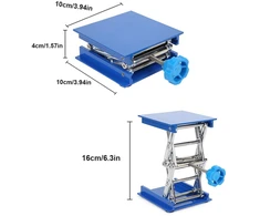 Mikroskopas Kėlimo staliukas 100 x laboratorinis domkratas, mikroskopo optinis 100 mm, mėlynas galvanizuotas aliuminis, laboratorinė kėlimo platforma, laboratorinis kėlimo stovas, stovas, žirklės, laboratorinis domkratas