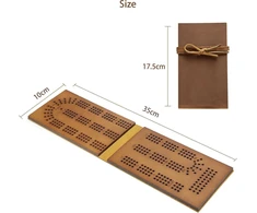 Kelioninis Cribbage stalo žaidimas odinis bambuko medienos kišeninis mažas kortų žaidimo stalas