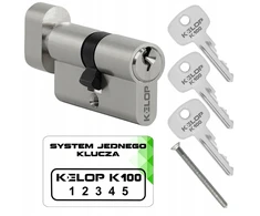 Kelop K100 35/65g cilindras su rankenėle, nikelio spalvos, vieno rakto sistema
