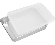 Kepimo skarda su dangčiu, 27 x 21 x 5 cm, stačiakampė nerūdijančio plieno kepimo forma, sausainių padėklas, labai poliruotas, galima plauti indaplovėje, torto padėklas, šoninės stovas, torto forma kepimui, maisto gaminimui