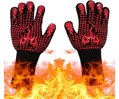 Kepsninės pirštinės, atsparios karščiui iki 800 °c, orkaitės pirštinės, ugniai atsparios pirštinės, bbq pirštinės, pirštinės kepimui, pirštinės orkaitei (black1)