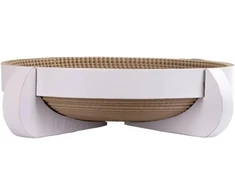Kerbl Platinum 81555 Kartoninė kačių draskyklė-lova su katžole, 35 x 35 x 10 cm, balta