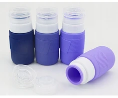 Keturių silikoninių kelioninių buteliukų rinkinys 60 ml violetiniai