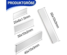 Keukenket 30 x 10 x 2 mm neodimio magnetai, ypač stiprūs, stiprūs magnetai su lipnia nugara, 16 stačiakampių stiprių magnetų rinkinys skirtas lentoms, virtuvėms, biurams