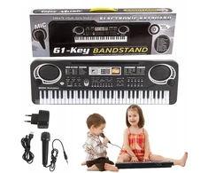 Keyboard vaikams vargonai su mikrofonu elektrinis mokymuisi groti + maitinimo šaltinis