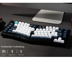 Keychron Q10 Max Alice 75% De-iso išdėstymas, belaidė mechaninė klaviatūra su pasukamuoju регуliatoriumi, Qmk/via programuojama, 2.4ghz/bluetooth/laidinis ryšys Gateron Raudona Switch