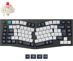 Keychron Q10 Max Alice 75% De-iso išdėstymas, belaidė mechaninė klaviatūra su pasukamuoju регуliatoriumi, Qmk/via programuojama, 2.4ghz/bluetooth/laidinis ryšys Gateron Raudona Switch
