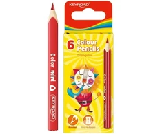 Keyroad mini spalvoti pieštukai trikampio formos, 6 vnt. pakuotė, ilgis: 85 mm, įvairių spalvų, suaugusiems ir vaikams, idealūs spalvinimo knygoms, skylutė pakabinimui, patogus delno suėmimas mažyliams
