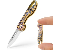 Keyunity Kk05 mažas titano sulankstomas peilis, mini Edc peilis su integruota raktų skylute, lengvas raktų pakabuko peilis stovyklavimui (ti29p)