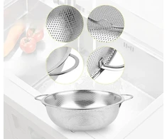 Kiaurasamčių rinkinys iš 3, makaronų koštuvas su rankena, nerūdijančio plieno virtuvinis koštuvas makaronams, vaisiams, ryžiams, daržovėms, galima plauti indaplovėje
