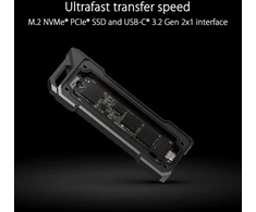 Kietasis diskas Asus Tuf Gaming As1000 Usb-c 3.2 Gen 2x1 Portable M.2 Nvme Pcie Ssd (1tb, Mil-std-810h apsauga nuo kritimo, Ip68 apsauga nuo vandens ir dulkių, Nti Backup Now Ez, Ps5 + XBOX palaikymas)