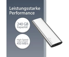 Kietasis diskas Mediarange išorinis ssd diskas 240 gb - usb type-c solid state drive su 3.2 gen 2 flash technologija, žaibiškas duomenų perdavimas, skaitymas iki 450 mb/s, rašymas iki 420 mb/s