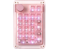 Kiiboom Phantom 21 Hot Swappable Crystal Acrylic Numpad, Bt5.0/2.4ghz/usb-c Triple Mode Nkro programuojama skaičių klaviatūra su pasukamu mygtuku, South Facing Rgb, 1900mah baterija (rožinė)