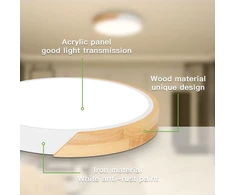Kimjo led lubinis šviestuvas medinis apvalus - lubinis šviestuvas medinis baltas šiltai baltas 3000 k 24 w - lubinis šviestuvas svetainei 30 cm miegamajam virtuvei koridoriui verandai