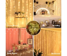 Kimuwote vidaus šviesos užuolaida, 3 x 3 m, 300 Led girlianda, Usb Led girlianda su 8 režimais, girlianda Kalėdoms, langui, sienai, kambariui, vakarėliui, dekoracijai, užuolaida