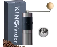 Kavamalė Kingrinder K0 rankinis kavos malūnėlis su tiesia rankena ir 140 reguliuojamų malimo lygių, skirtas Aeropress, French Press, Drip, 25 g talpa