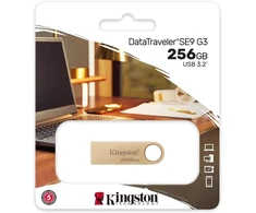 Kingston Datatraveler Se9 Gen 3 - 256 Gb - 220 Mb/s skaitymo greitis - metalinis - Usb atmintinė 3.2 Gen 1 - auksinės spalvos
