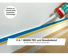 Kip 367 Multi-tape - 2 in 1 washi-tec ir audinio juosta maskavimui, apsaugai ir tinkavimui 36 mm / 24 mm x 25 m | Maskavimo juosta ir valymo juosta sienų dažams, glaistui, akrilui, dažymui ir lakavimui