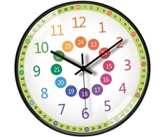 Kipida vaikiškas sieninis laikrodis, tylus, be tiksėjimo, 30 cm, skaitmeninis, maitinamas baterijomis, mokomasis laikrodis, modernus spalvingas vaikiškas sieninis laikrodis, mokomieji laikrodžiai vaikų kambariui, svetainei