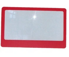 Kišeninis fresnelio lęšis lupa 8,5x5,5cm raudonas rėmelis piniginei Wiking