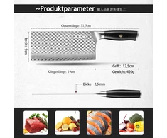 Kitory japoniškas damasko kapojimo peilis 19 cm mėsos kapoklė Vg10 67 sluoksnių itin aštrus plieno peilis, neslystanti ergonomiška Pakkawood rankena su dovanų dėžute