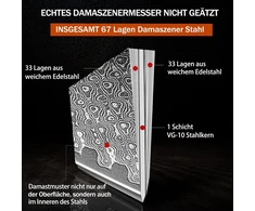Kitory japoniškas damasko kapojimo peilis 19 cm mėsos kapoklė Vg10 67 sluoksnių itin aštrus plieno peilis, neslystanti ergonomiška Pakkawood rankena su dovanų dėžute