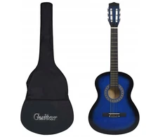 Klasikinė gitara pradedantiesiems su dėklu, mėlyna 3/4, 36"