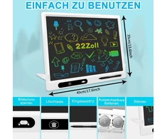 Klaviatūra Lcd rašymo lenta vaikams, 2 vnt. 22 colių + 10 colių spalvinga piešimo lenta vaikams, rašymo planšetė su reguliuojamu stovu 3-12 metų vaikams, skirta mokytis namuose, mokykloje, biure, mokomasis žaislas, dovanos