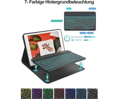 Klaviatūra, skirta ipad 9-os kartos, ipad 10,2 colio klaviatūra su dėklu (ipad 9-os/8-os/7-os kartos), magnetinė nuimama qwertz 7 spalvų apšvietimo klaviatūra, skirta ipad air 3 ir ipad pro 10,5, juoda