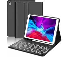 Klaviatūra, skirta ipad 9-os kartos, ipad 10,2 colio klaviatūra su dėklu (ipad 9-os/8-os/7-os kartos), magnetinė nuimama qwertz 7 spalvų apšvietimo klaviatūra, skirta ipad air 3 ir ipad pro 10,5, juoda