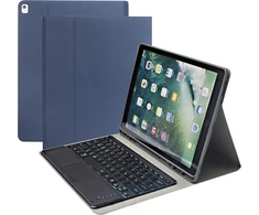 Klaviatūros dėklas, skirtas ipad pro 12.9 2015/2017 (1-osios/2-osios kartos), anglų ir vokiečių kalbos išdėstymas, 7 spalvų apšviesta klaviatūra ir jutiklinė dalis, pu odos dėklas su rašiklio laikikliu (mėlynas)