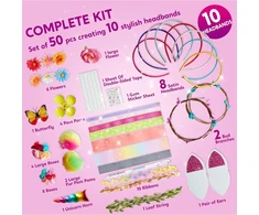 Klever Kits galvos juosta mergaitėms, kūrybinis rinkinys vaikams nuo 5+ metų, dovana mergaitėms 5 6 7 8 9 10 11 12 metų, pasidaryk pats plaukų aksesuarų kūrybiniai rinkiniai mergaitėms, madingos dovanų idėjos gimtadieniui