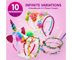 Klever Kits galvos juosta mergaitėms, kūrybinis rinkinys vaikams nuo 5+ metų, dovana mergaitėms 5 6 7 8 9 10 11 12 metų, pasidaryk pats plaukų aksesuarų kūrybiniai rinkiniai mergaitėms, madingos dovanų idėjos gimtadieniui