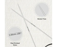Knitpro 100 cm x 2.25 mm Nova fiksuoti apvalūs virbalai, sidabriniai