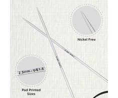 Knitpro 100 cm x 2.5 mm Nova fiksuoti apvalūs virbalai, sidabriniai