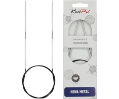 Knitpro 100 cm x 2.5 mm Nova fiksuoti apvalūs virbalai, sidabriniai