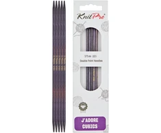 Knitpro J'adore Cubics dvigubų smailių mezgimo virbalų rinkinys iš 5 vnt. - mediniai virbalai kojinėms, kepurėms, pirštinėms, trumpas apskritas mezgimas - 15 cm x 3.75 mm