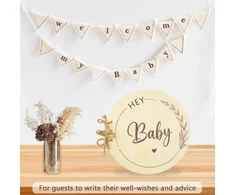 Knyga svečiams "baby Shower" - medinė, 35 puslapiai